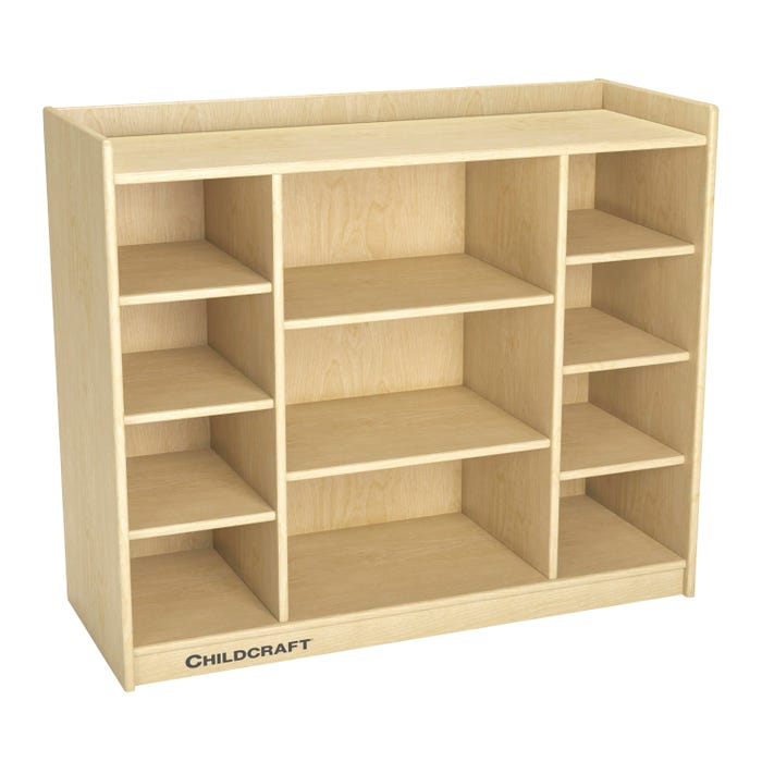 Childcraft Mixed-Tray Storage Unit, Wooden, 35-3/4 x 14-1/4 x 30 Inches