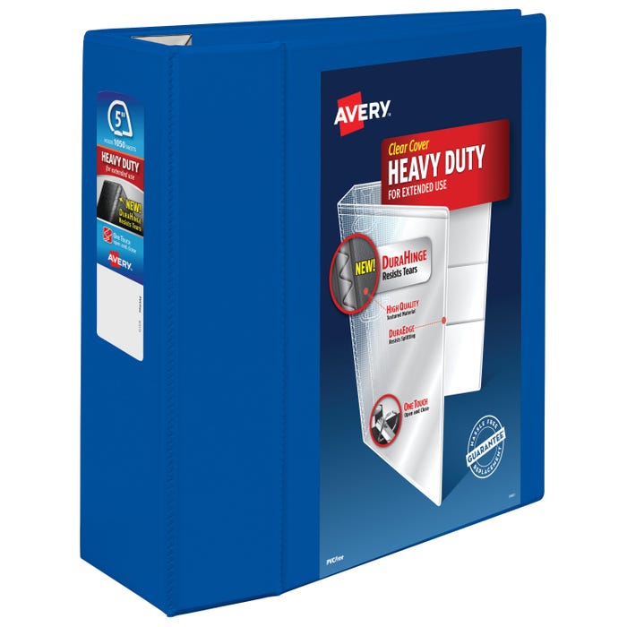 Avery DuraHinge Heavy Duty View Binder, 5 Inch, EZD Ring, Pacific Blue