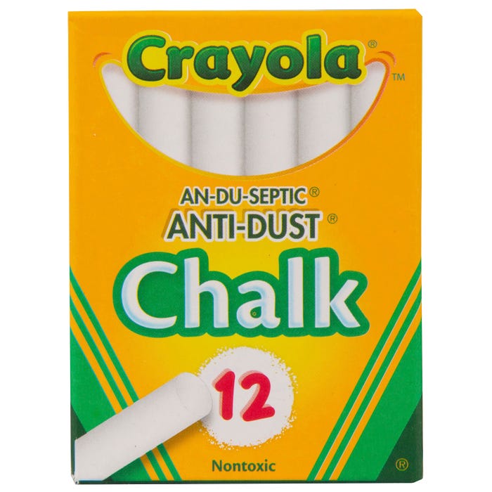 Crayola An-Du-Septic Anti-Dust Chalk, White, Pack of 12