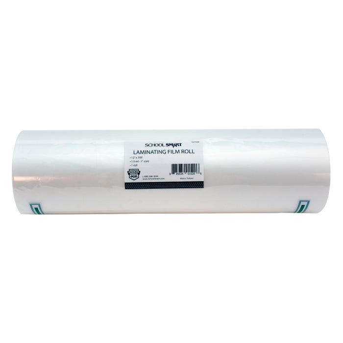 School Smart Laminating Film Roll, 12 Inches x 500 Feet, 1.5 mil Thick, 1 Inch Core, High Gloss