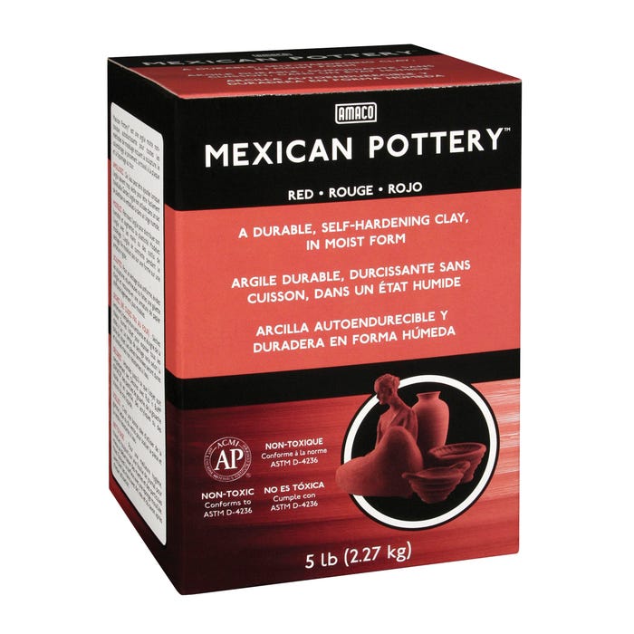 AMACO Mexican Pottery Ready-for-Use Self-Hardening Modeling Clay, 5 Pounds, Red