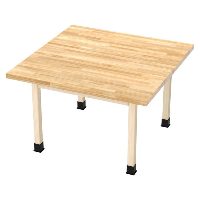 Diversified Woodcrafts 4-Station Square Work Table, 48 x 48 x 26 Inches, Maple Top