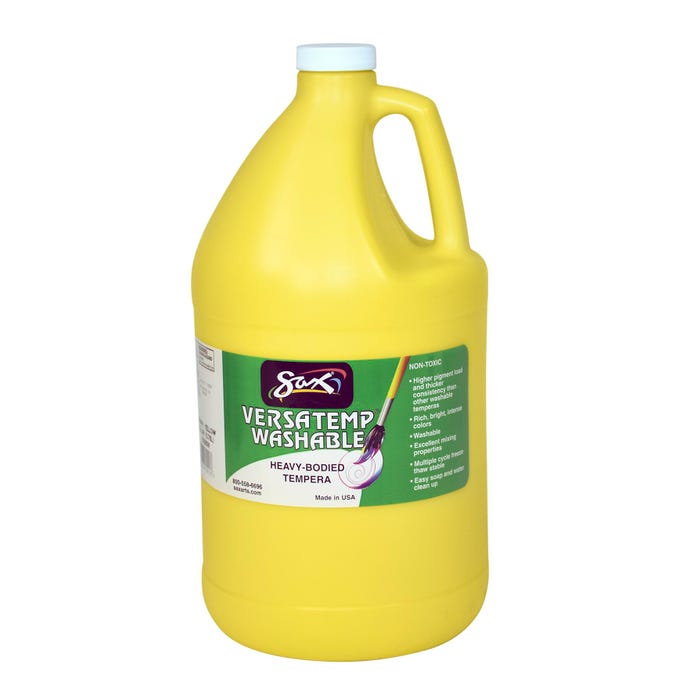 Sax Versatemp Washable Heavy-Bodied Tempera Paint, 1 Gallon, Primary Yellow