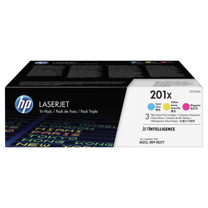 HP 201X Ink Cartridge, CF253XM, Tri-Color, Pack of 3