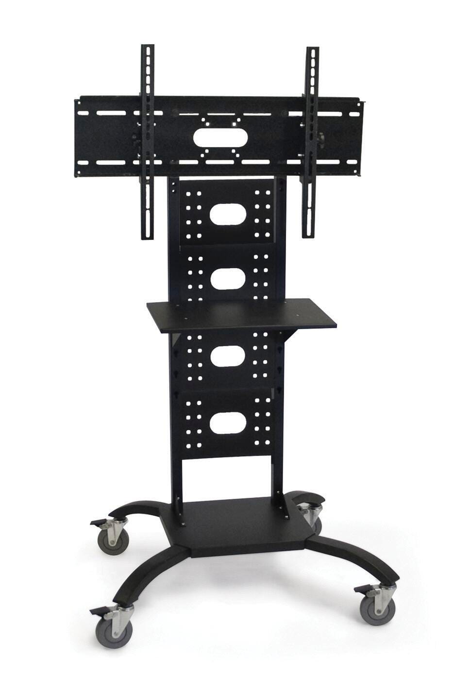 Image for Wilson Luxor Flat Panel TV Stand, 31 in W X 28 in D X 51 in H, Steel Frame, Black, Powder Coated, 4 Wheel from School Specialty