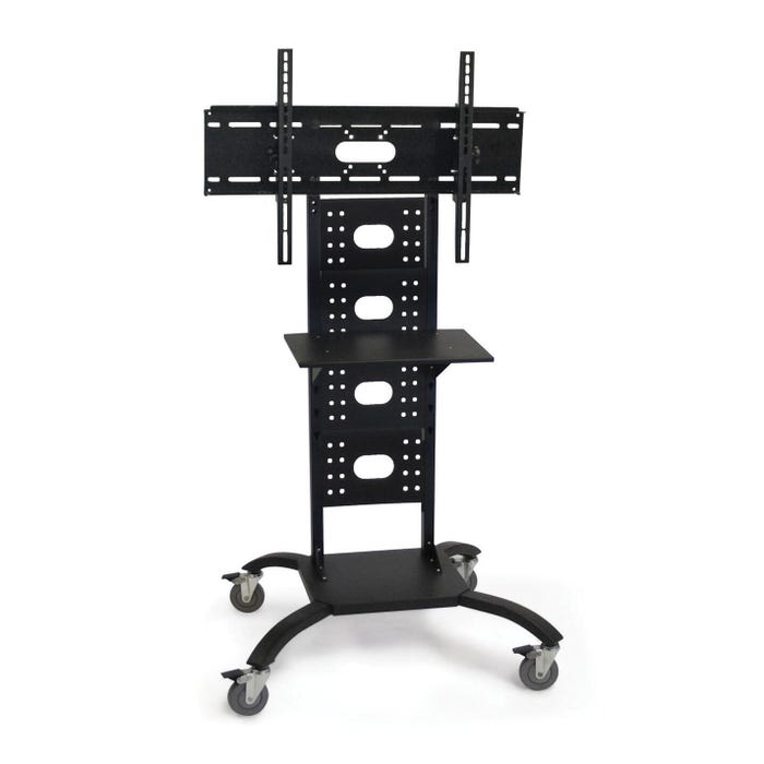 Wilson Luxor Flat Panel TV Stand, 31 in W X 28 in D X 51 in H, Steel Frame, Black, Powder Coated, 4 Wheel
