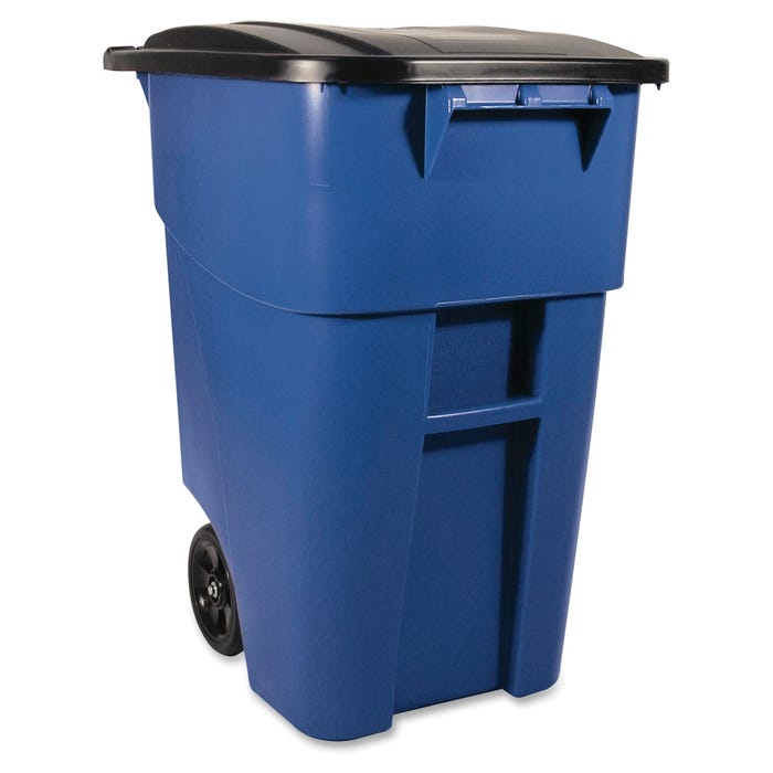 Rubbermaid BRUTE Rollout Container w/Lid, 50 Gallon, Blue