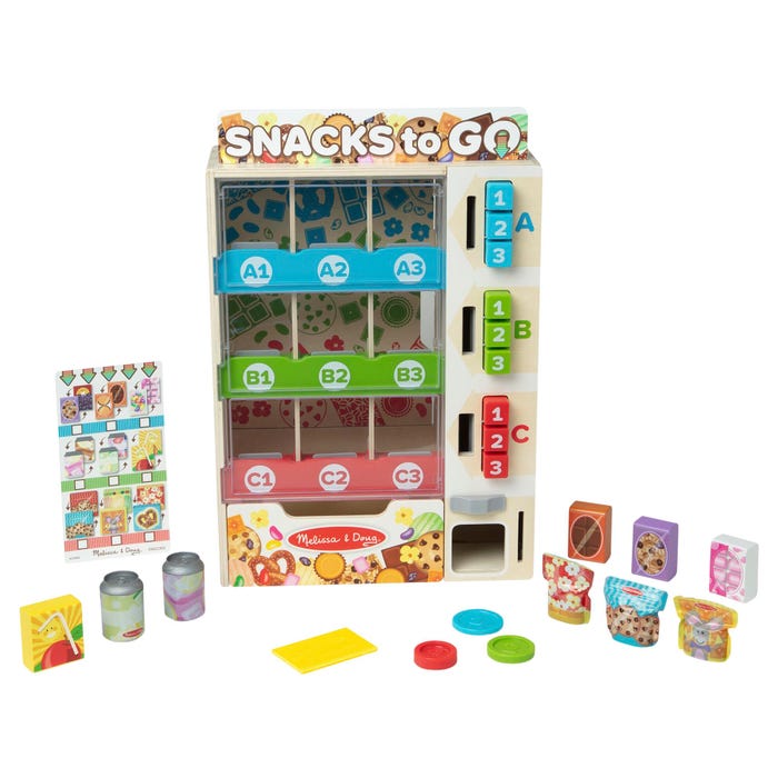Melissa & Doug Wooden Vending Machine Play Set, 19 Pieces