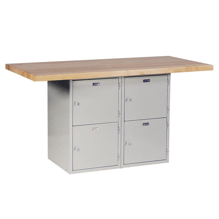 Montisa 2 Station Workbench with 4 Lockers and 1 Vise