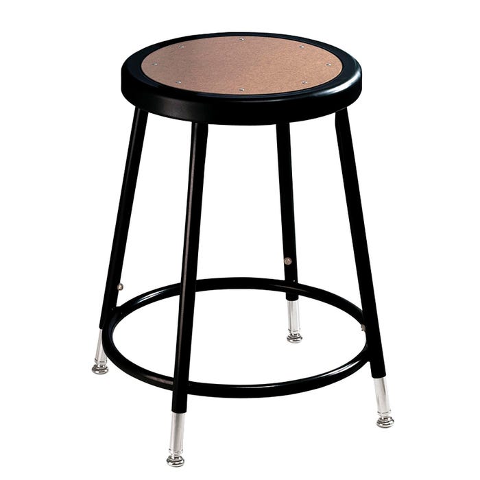 National Public Seating Height Adjustable Heavy Duty Steel Stool, 19 to 27 Inch Seat Height, Black
