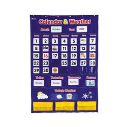 Learning Resources Calendar and Weather Pocket Chart, 30-3/4 x 44-1/4 Inches