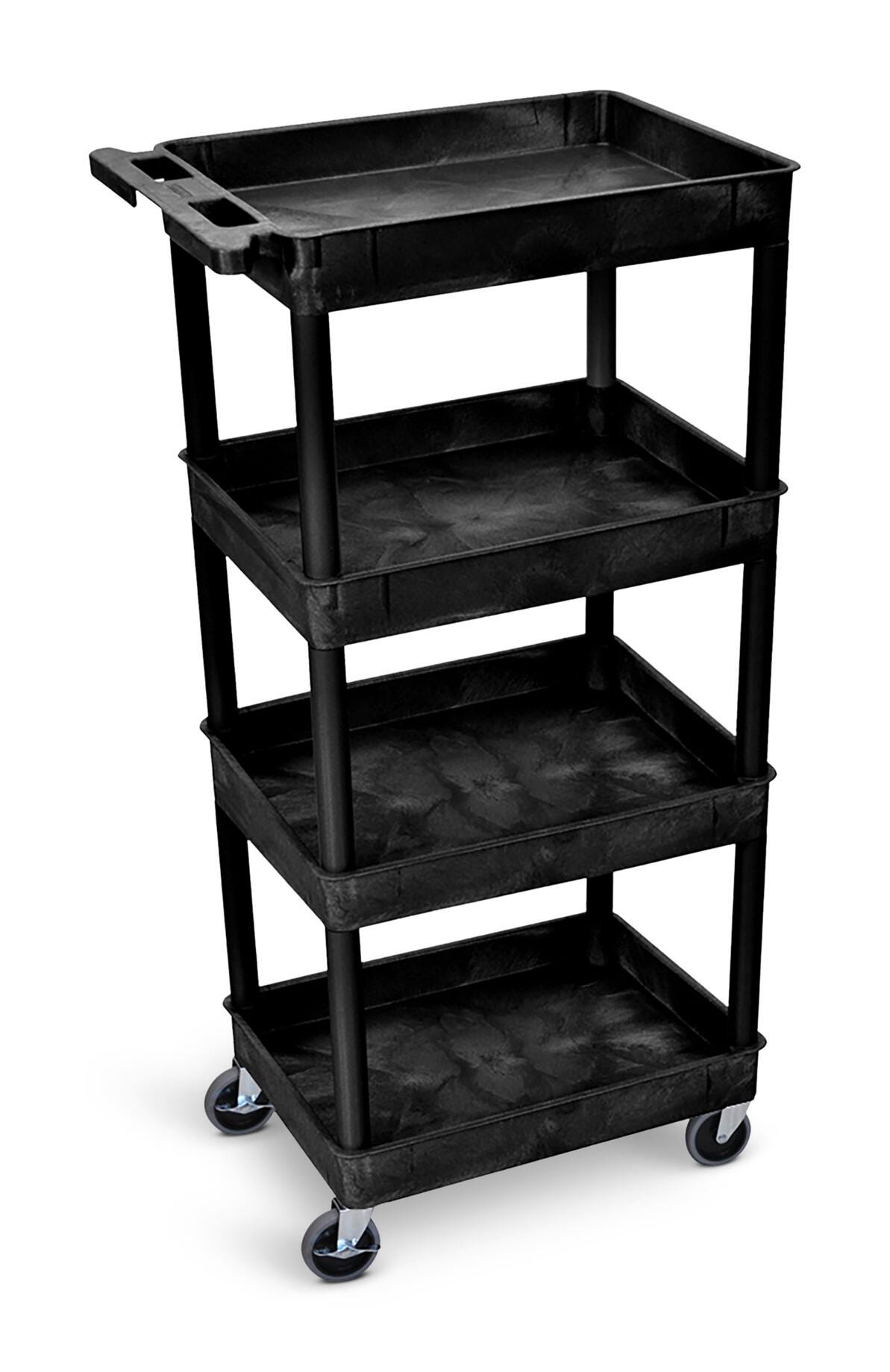 Luxor Small Utility Tub Cart with 4 Tub Shelves, 24 x 18 x 44-3/4 Inches, Black 613280