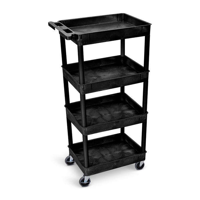 Luxor Small Utility Tub Cart with 4 Tub Shelves, 24 x 18 x 44-3/4 Inches, Black