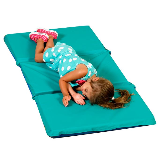 Angeles 3-Fold Nap Mat 2 Inch, 48 x 24 x 2 Inches, Blue/Teal, Pack of 5