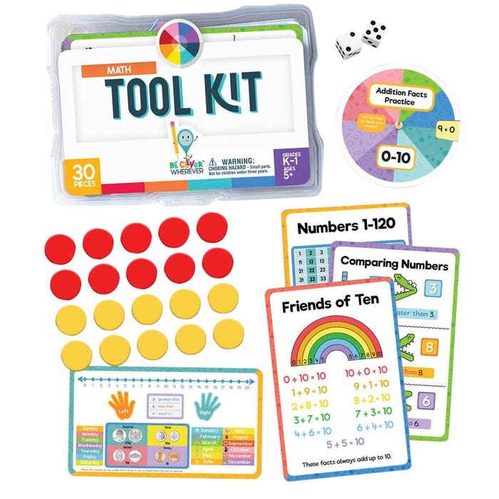 Carson Dellosa Be Clever Wherever Math Tool Kit, Grades K-1