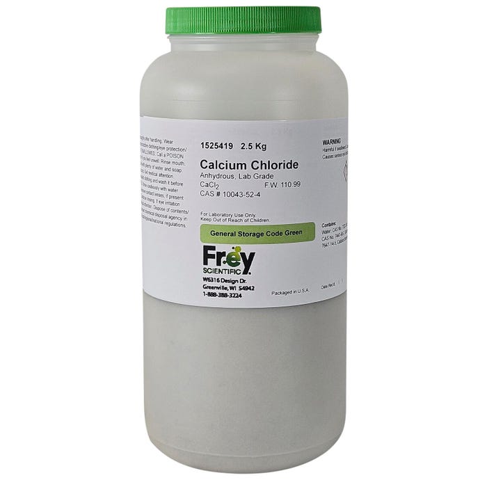 Frey Scientific Calcium Chloride Anhydrous, Lab Grade, 2.5 Kilograms