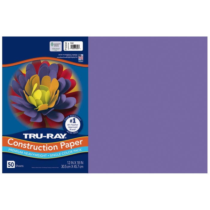 Tru-Ray Sulphite Construction Paper, 12 x 18 Inches, Violet, 50 Sheets