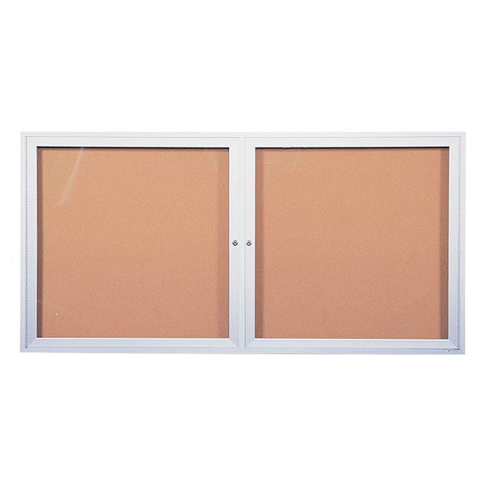 United Visual Products Enclosed Outdoor Cork Board with 2 Lockable Doors, 72 x 36 Inches