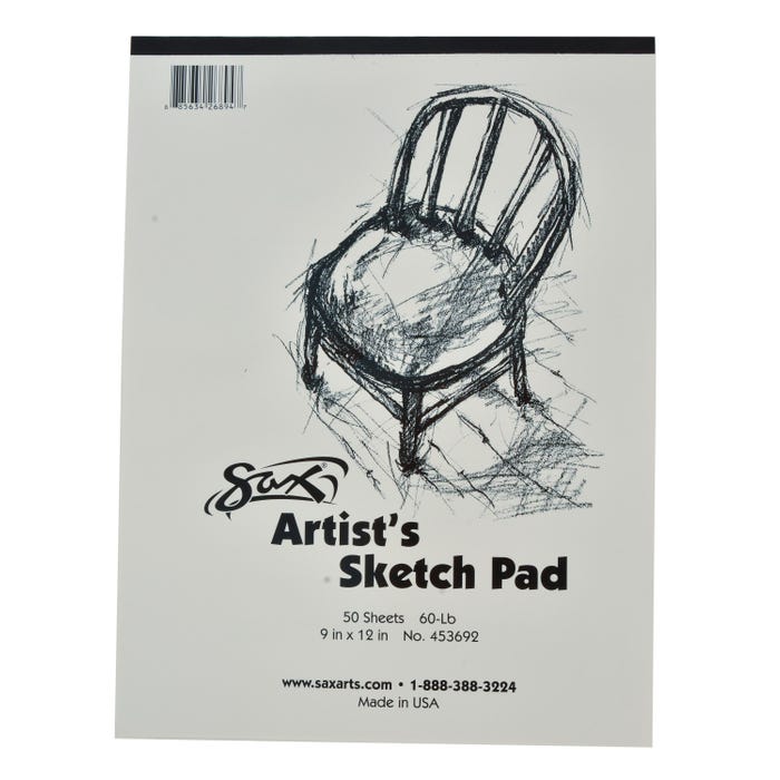 Sax Sulphite Artist's Sketch Pad, 60 lbs, 9 x 12 Inches, White, 50 Sheets