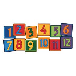 Carpets for Kids KID$Value PLUS Simple Numbers Seating Squares, 16 x 16 Inches, Set of 12, Multicolored, Item Number 2101476