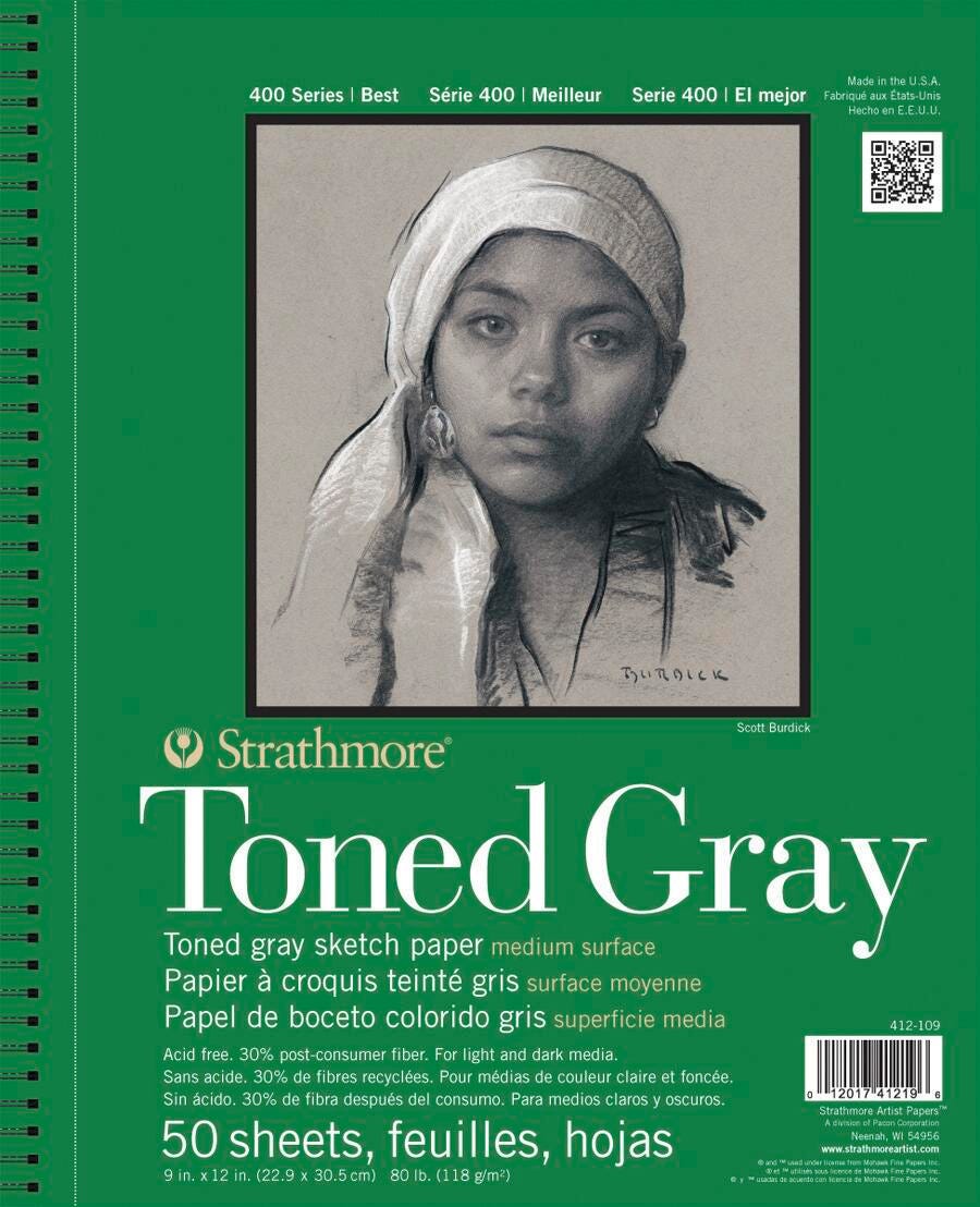 Image for Strathmore 400 Series Toned Gray Drawing Pad, 9 x 12 Inches, 80 lb, 50 Sheets from School Specialty