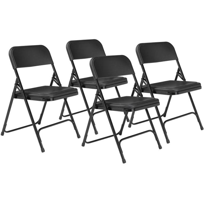 National Public Seating 800 Series Premium Lightweight Plastic Folding Chair, Black, 18-Inch Seat Height, Pack of 4