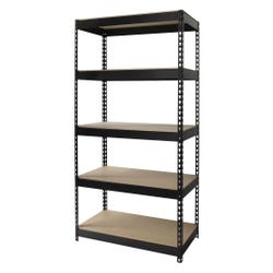 Lorell Riveted Steel Shelving, 36 x 18 x 72 Inches, Black
