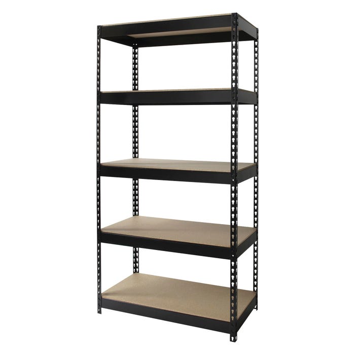 Lorell Riveted Steel Shelving, 36 x 18 x 72 Inches, Black