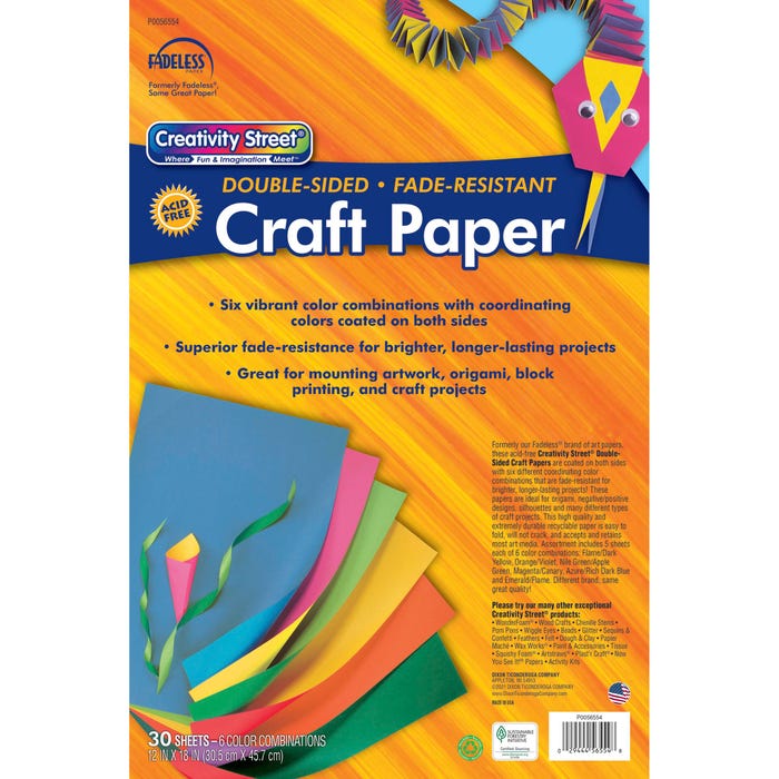 Fadeless Duet Paper, 12 x 18 Inches, Assorted Colors, 30 Sheets