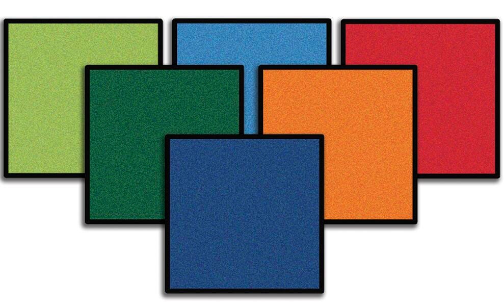 Carpets for Kids KID$Value PLUS Mini Go Seating Carpet, Squares, 16 x 16 Inches, Set of 12, Multicolored 1544416