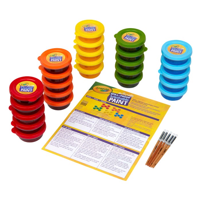 Crayola Spill Proof Washable Paint Set, Assorted Colors, 30 Pieces