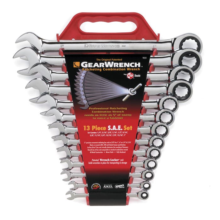 Gearwrench 13-Piece Ratcheting Combination Wrench Set - SAE, Set of 13