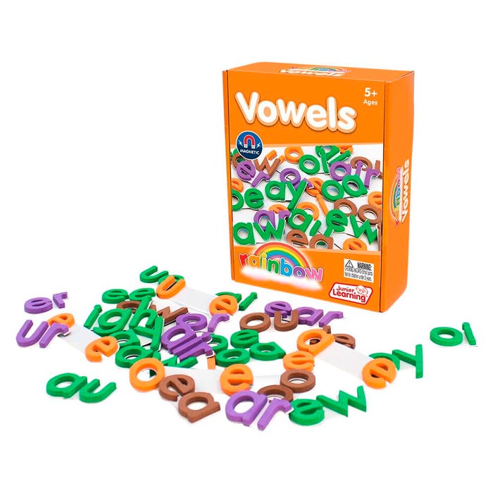 Junior Learning Rainbow Vowels, Print, 28 Pieces