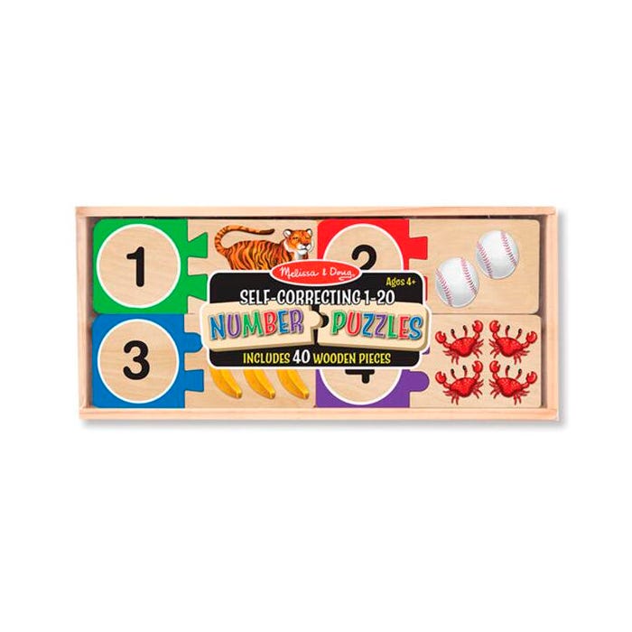 Melissa & Doug Self-Correcting Number Puzzles, 40 Pieces with Storage Box