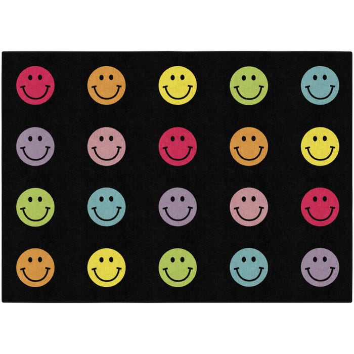 Flagship Carpets Rainbow Smileys Criss Cross Applesauce Carpet, Rectangle