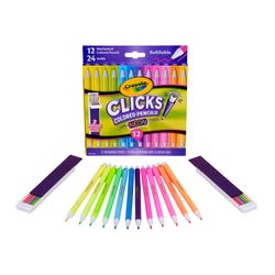 Crayola Clicks Mechanical Colored Pencils, Assorted Neon Colors, Pack of 12