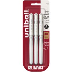 uniball Gel Impact, 1.0 mm, White, Pack of 3
