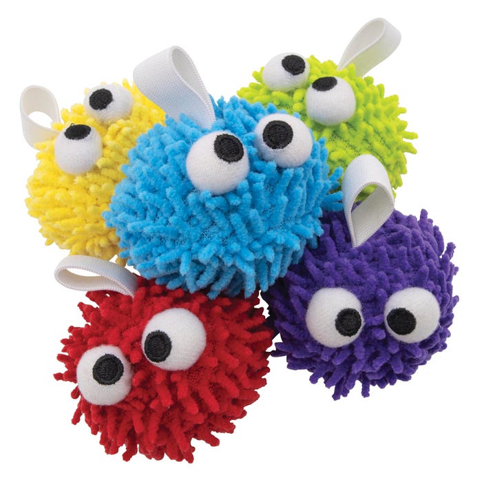 Pacon Whiteboard Erasers, Eraser Puffs with Elastic Band, 3 x 3 Inch, Assorted Colors, Pack of 5