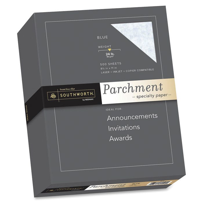 Southworth Fine Parchment Acid-Free Lignin-Free Specialty Paper, 8-1/2 x 11 Inches, 24 lb, Blue, 500 Sheets