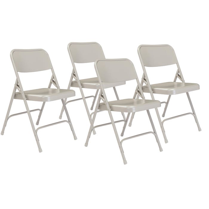 National Public Seating Premium Folding Chair, 200 Series, 17-1/4 Seat Height, Gray, Set of 4