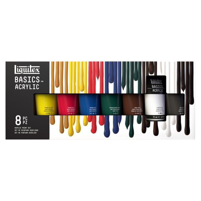Liquitex BASICS Acrylic Paint Mixing Set, 2.53 Ounce Tubes, Set of 8