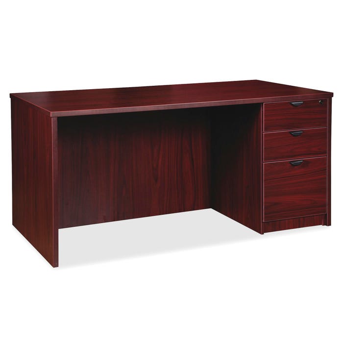 Lorell Prominence Laminate Desk, Full Right Pedestal, 72 x 36 x 29 Inches, Mahogany