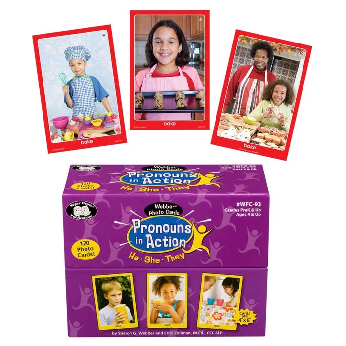 Super Duper Publications Webber Photo Cards, Pronouns in Action, 120 Cards
