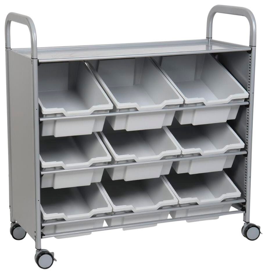 Gratnells Callero Tilted Tray Cart, 9 Trays, 40-1/5 x 17 x 41-1/2 Inches 4000854