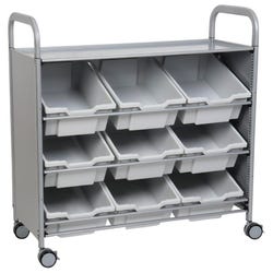 Gratnells Callero Tilted Tray Cart, 9 Trays, 40-1/5 x 17 x 41-1/2 Inches 4000854