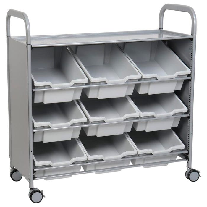 Gratnells Callero Tilted Tray Cart, 9 Trays, 40-1/5 x 17 x 41-1/2 Inches