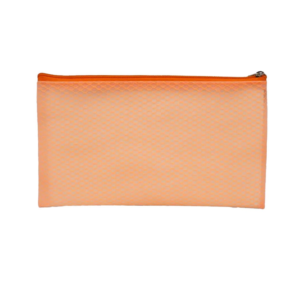 School Smart Pencil Case Pouch, Vinyl and Mesh, Orange 1598619