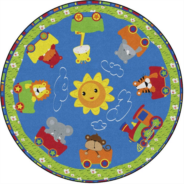 Flagship Carpets Cutie Train Carpet, Round