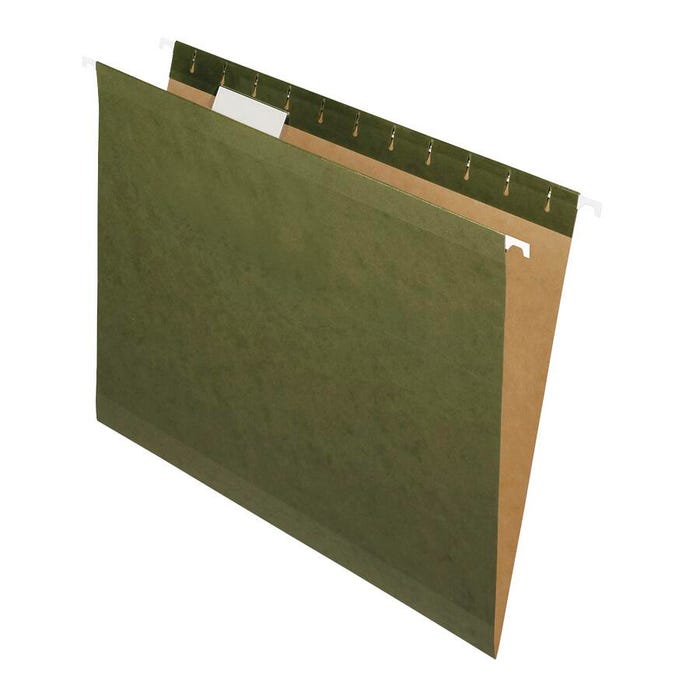 Nature Saver Recycled Hanging File Folders, Letter, 1/5 Cut Tabs, Green, Pack of 25