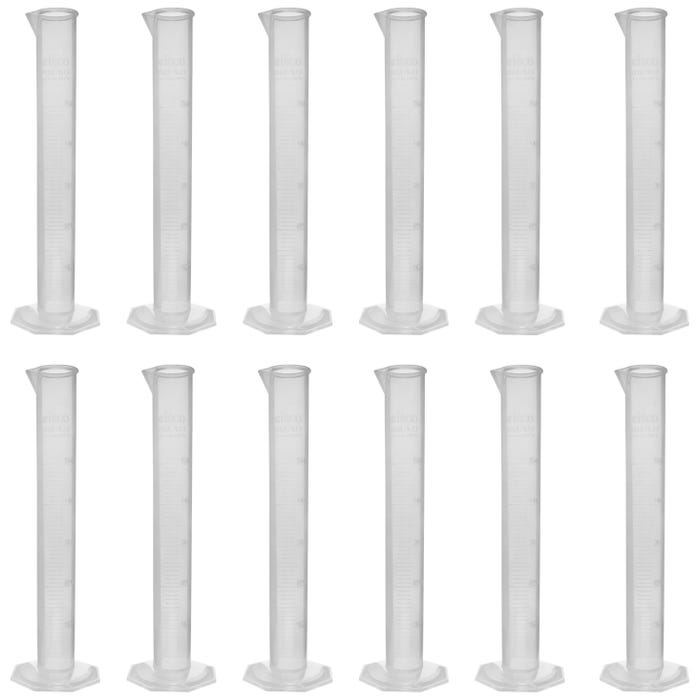 Eisco Graduated Cylinder, Polypropylene, Octagonal Base, 50mL, Pack of 12